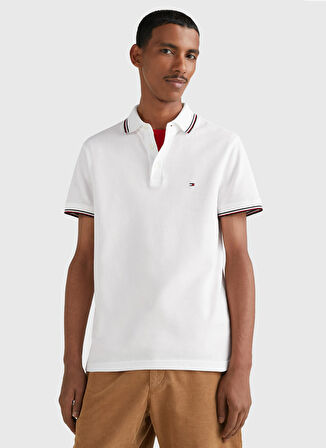 Tommy Hilfiger Polo Yaka Beyaz Erkek T-Shirt MW0MW30750YBR