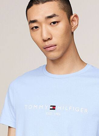 Tommy Hilfiger Bisiklet Yaka Mavi Erkek T-Shirt MW0MW11797C1Z