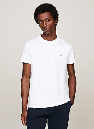 Tommy Hilfiger Bisiklet Yaka Beyaz Erkek T-Shirt MW0MW33202YBR