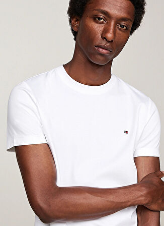 Tommy Hilfiger Bisiklet Yaka Beyaz Erkek T-Shirt MW0MW33202YBR