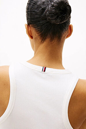 Kadın Th Ribbed Kolsuz T-Shirt - Ekru | S