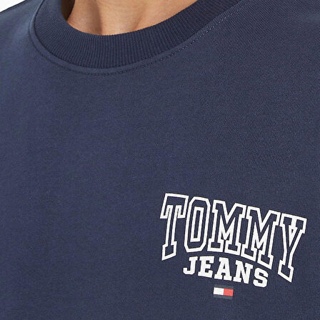 Tommy Jeans Bisiklet Yaka Mavi Erkek Sweatshırt DM0DM17157C87