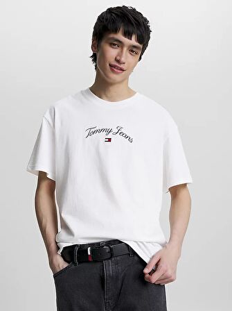 Tommy Hilfiger Tjm Rlx Curved Serıf Flag Tee Erkek Tişört