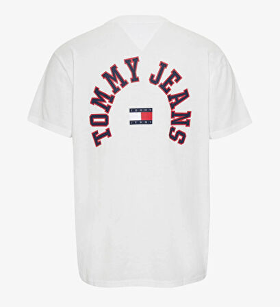Tommy Jeans Classic Curved College Erkek Beyaz T-Shirt