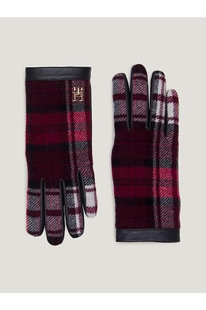 TOMMY CHECK LEATHER GLOVES