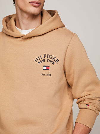 Erkek Marka Logolu Pamuklu Kapüşonlu Günlük Kullanıma Uygun Bej Sweatshirt MW0MW33641-RBL