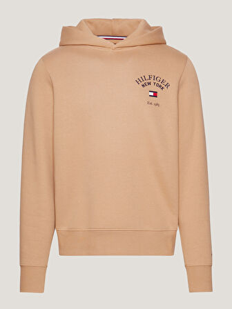 Erkek Marka Logolu Pamuklu Kapüşonlu Günlük Kullanıma Uygun Bej Sweatshirt MW0MW33641-RBL