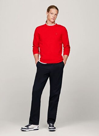 Tommy Hilfiger Bisiklet Yaka Slim Fit Kırmızı Erkek Kazak MW0MW21316