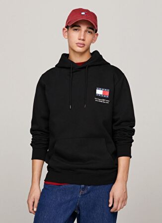 Tommy Jeans Kapüşon Yaka Siyah Erkek Sweatshırt DM0DM18418BDS