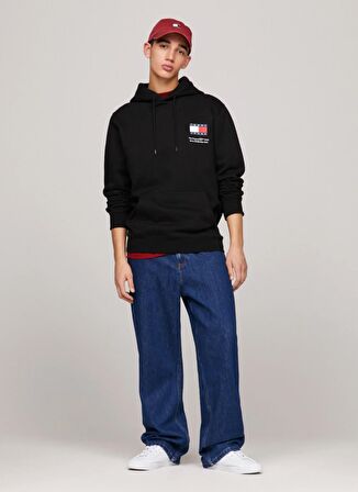 Tommy Jeans Kapüşon Yaka Siyah Erkek Sweatshırt DM0DM18418BDS