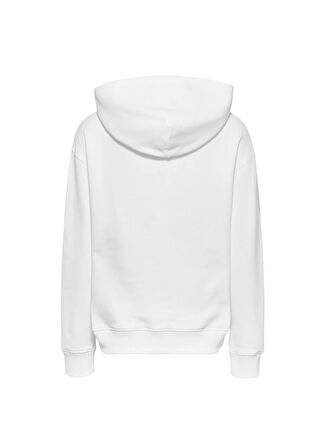 Tommy Jeans Kapüşon Yaka Düz Beyaz Kadın Sweatshırt TJW BXY BADGE HOODIE