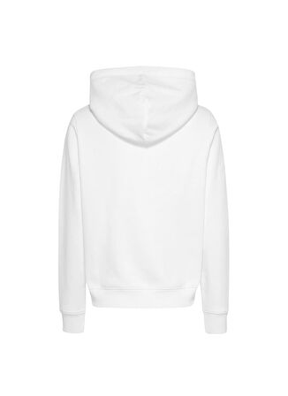 Tommy Jeans Kapüşon Yaka Düz Beyaz Kadın Sweatshırt TJW REG LINEAR HOODIE