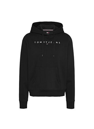 Tommy Jeans Kapüşon Yaka Düz Siyah Kadın Sweatshırt TJW REG LINEAR HOODIE