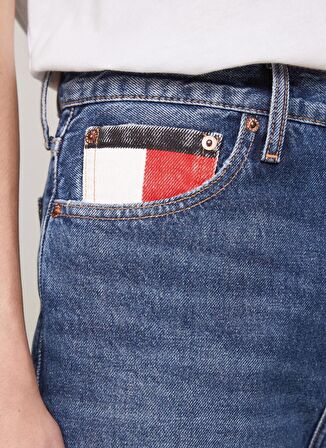 Tommy Jeans Yüksek Bel Düz Paça Normal Mavi Kadın Denim Pantolon IZZIE HGH SL ANK FLAG AH6037