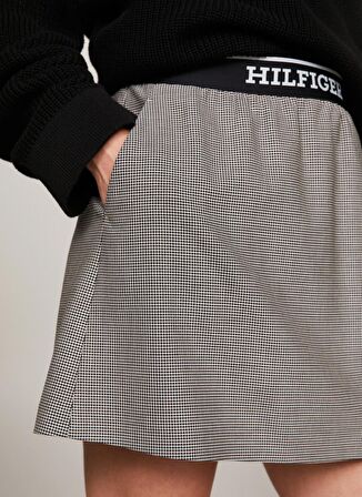 Tommy Hilfiger Lastikli Bel Gri Kadın Pötikare Kısa Etek ELASTICATED SHORT SKIRT