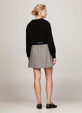 Tommy Hilfiger Lastikli Bel Gri Kadın Pötikare Kısa Etek ELASTICATED SHORT SKIRT