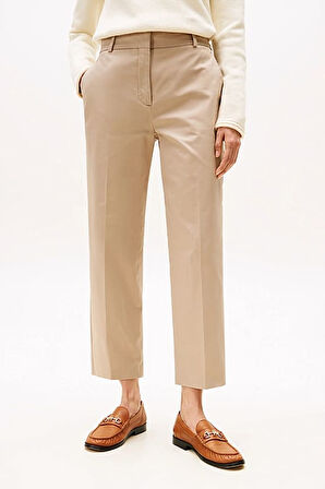 Kadın Slim Straight Fit Chino Pantolon - Bej | 40