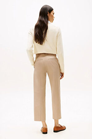Kadın Slim Straight Fit Chino Pantolon - Bej | 42