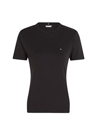 Tommy Hilfiger Bisiklet Yaka Düz Siyah Kadın T-Shirt NEW SLIM CODY C-NK SS