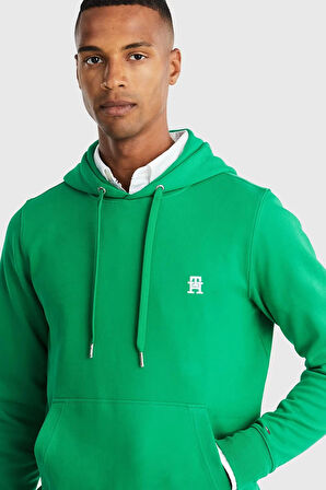Tommy Hilfiger Erkek Monogram Yeşil Hoodie