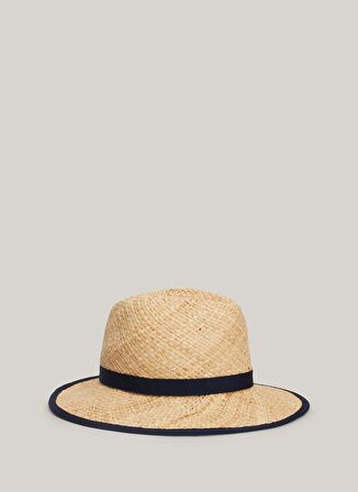 Tommy Hilfiger Bej Kadın Şapka BEACH SUMMER HASIR FEDORA HAT