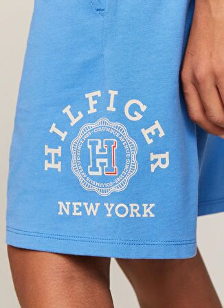 Tommy Hilfiger Lastikli Bel Normal Mavi Erkek Şort TH LOGO SWEATSHORTS