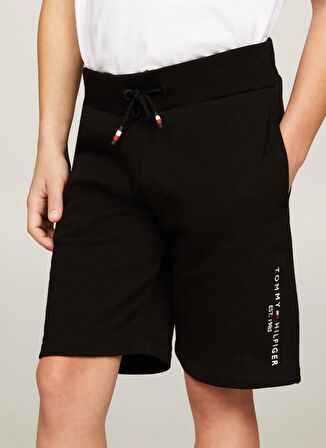 Tommy Hilfiger Lastikli Bel Normal Siyah Erkek Şort ESSENTIAL SWEATSHORTS