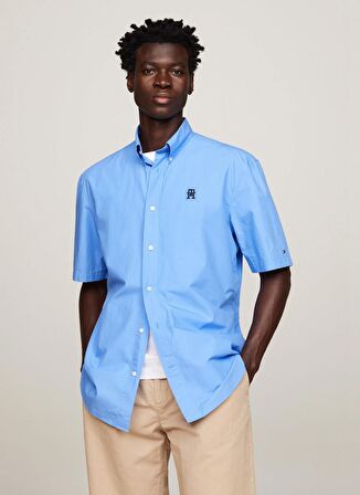 Tommy Hilfiger Normal Gömlek Yaka Mavi Erkek Gömlek MW0MW34551C30