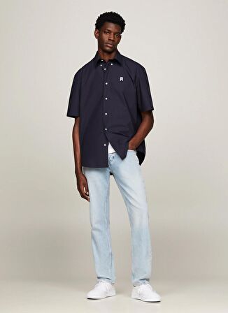 Tommy Hilfiger Normal Gömlek Yaka Mavi Erkek Gömlek MW0MW34551DW5