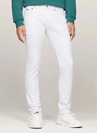 Tommy Jeans Normal Bel Normal Beyaz Erkek Denim Pantolon DM0DM187461CE