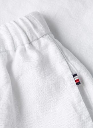 Tommy Hilfiger Bağlamalı Bel Normal Beyaz Kadın Şort PULL ON CASUAL LINEN SHORT