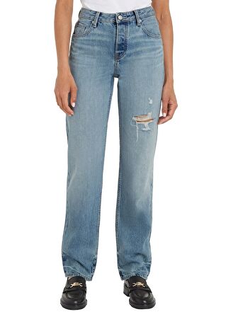 Tommy Hilfiger Yüksek Bel Düz Paça Normal Mavi Kadın Denim Pantolon CLASSIC STRAIGHT RW ASH WRN