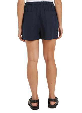 Tommy Hilfiger Bağlamalı Bel Normal Lacivert Kadın Şort PULL ON CASUAL LINEN SHORT