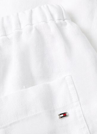 Tommy Hilfiger Bağlamalı Bel Havuç Beyaz Kadın Pantolon CASUAL LINEN TAPER PULL ON PANT