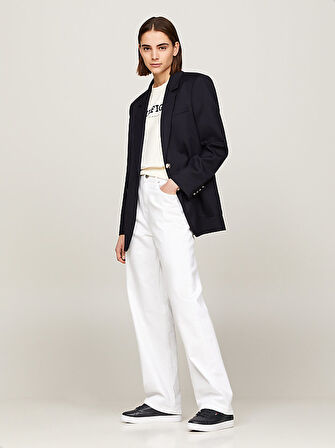 Kadın Flag Court Sneaker Ayakkabı - Siyah Beyaz  | 36