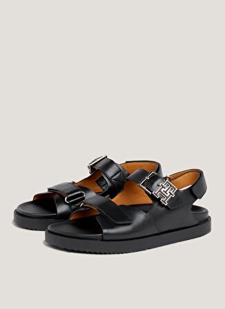 Tommy Hilfiger Deri Siyah Kadın Sandalet FW0FW07736BDS