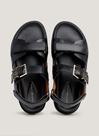 Tommy Hilfiger Deri Siyah Kadın Sandalet FW0FW07736BDS