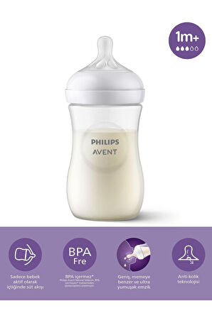 Philips Avent Natural Response PP Biberon 1 Ay+ 260 ml, Tepkili Biberon Emziği SCY903/01