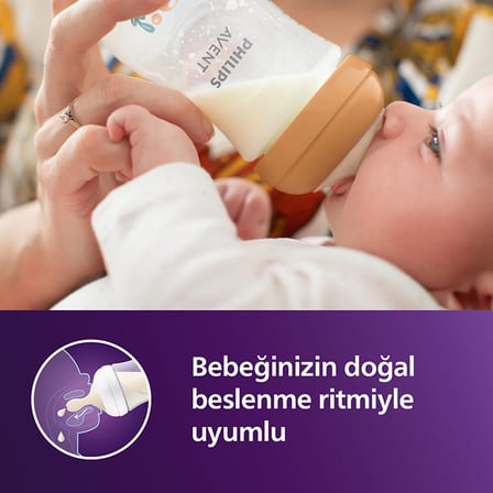 Philips Avent Doğal Tepkili Biberon, 260 ml, Orta Akışlı Emzik ( Akış Ucu  3)  3-6 Ay Orman Bitkileri Desenli
