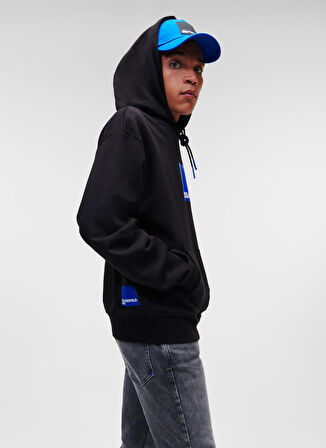 Kapüşon Yaka Siyah Erkek Sweatshırt 231D1850_KLJ LOGO HOODIE