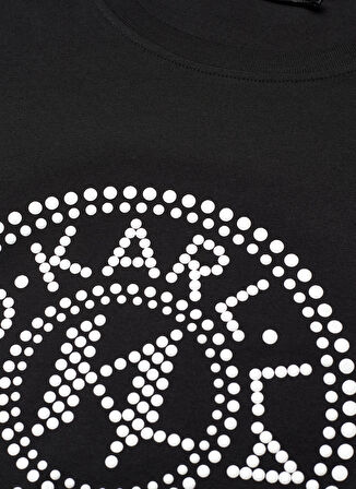 KARL LAGERFELD Bisiklet Yaka Baskılı Siyah Kadın T-Shirt 231W1712