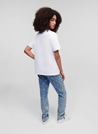 KARL LAGERFELD Bisiklet Yaka Baskılı Beyaz Kadın T-Shirt 231W1790