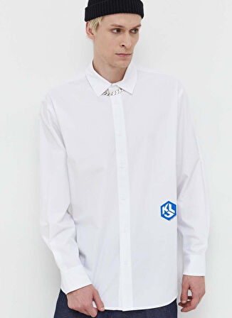 Normal Beyaz Erkek Gömlek 236D1603_KLJ MONOGRAM SHIRT