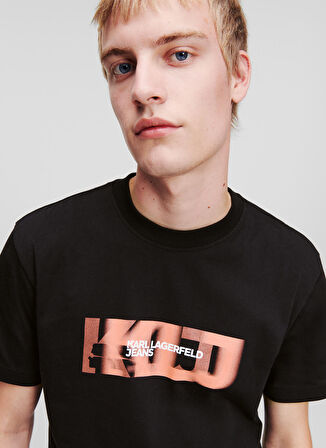 Karl Lagerfeld Jeans Bisiklet Yaka Siyah Erkek T-Shirt 236D1701_KLJ REGULAR BLURRED TEE