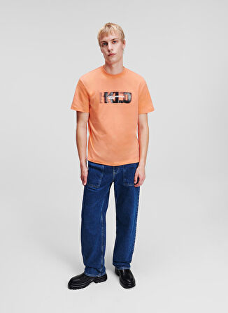 Karl Lagerfeld Jeans Bisiklet Yaka Pembe Erkek T-Shirt 236D1701_KLJ REGULAR BLURRED TEE