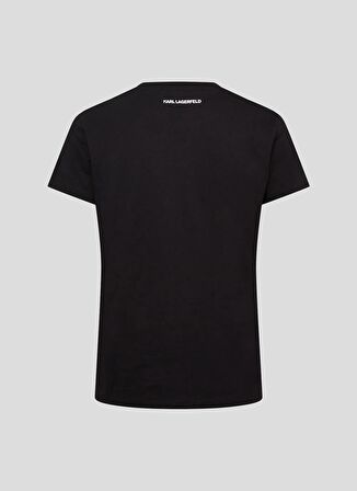 KARL LAGERFELD Yuvarlak Yaka Baskılı Siyah Kadın T-Shirt 240W1700