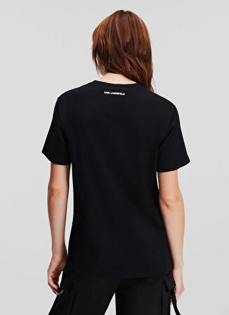 KARL LAGERFELD Yuvarlak Yaka Baskılı Siyah Kadın Sweatshırt 240W1827
