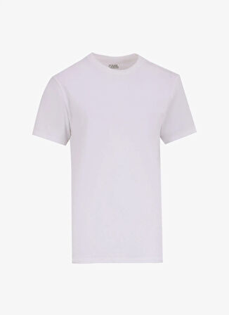 KARL LAGERFELD Bisiklet Yaka Düz Siyah - Beyaz Erkek T-Shirt 240M2100998