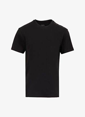 KARL LAGERFELD Bisiklet Yaka Düz Siyah - Beyaz Erkek T-Shirt 240M2100998