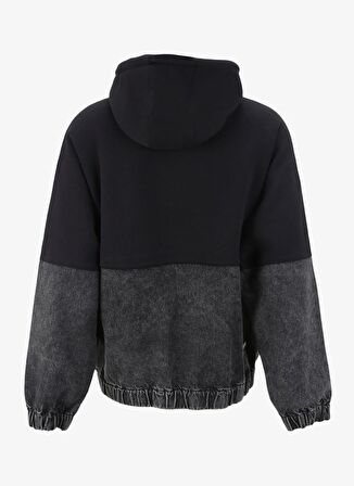 Gri - Siyah Erkek Sweatshırt 240D1808_KLJ BLOCKED DENIM HOODIE